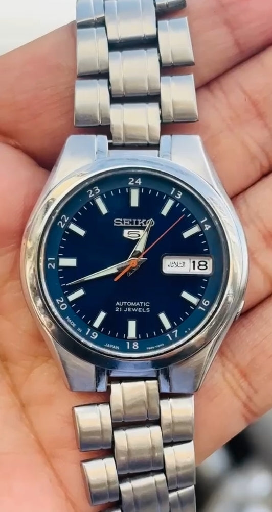 💯 Genuine Seiko 5 Rare Blue Dress Watch