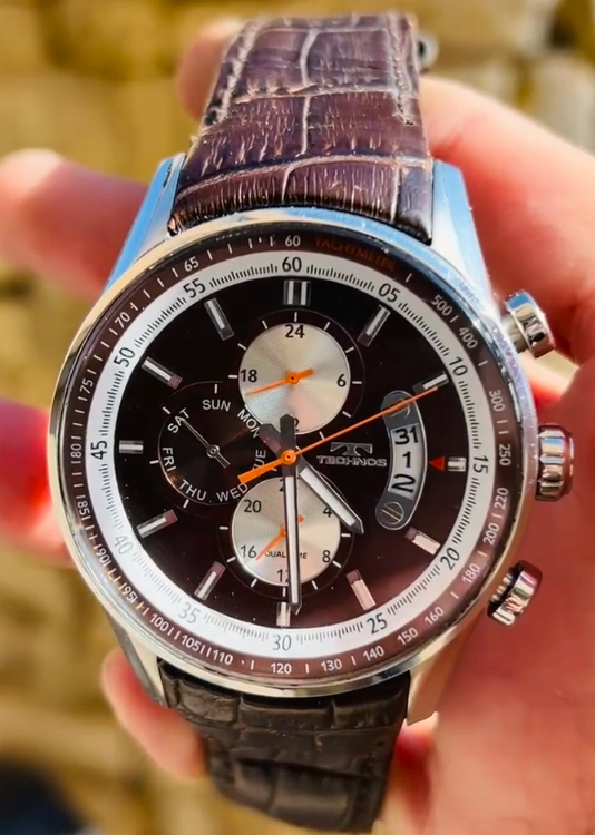 What A Rare Original Technos Perpetual Day Date Chronograph